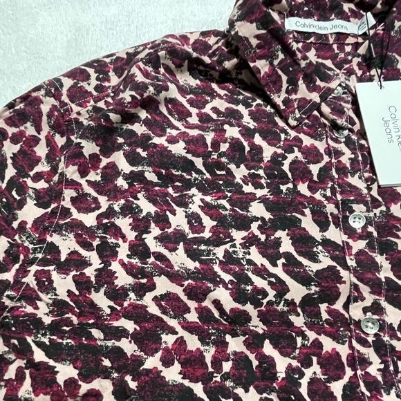Calvin Klein Jeans Women's Animal Print Shirt Small, Long Sleeve | New - Picture 4 of 15